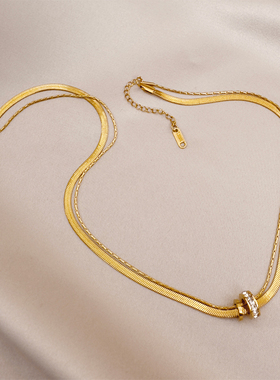 钛钢不掉色双层转运项链女小众轻奢高级感气质锁骨链简约个性颈链