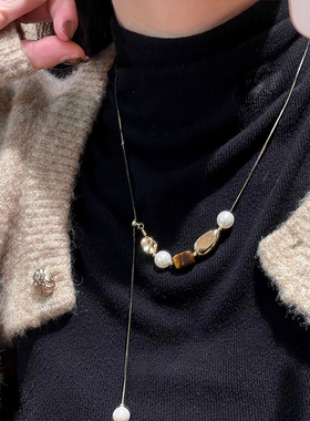不规则几何珠珠毛衣链女项链配饰