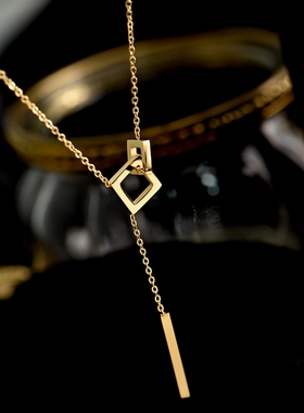 钛钢不掉色几何流苏项链女