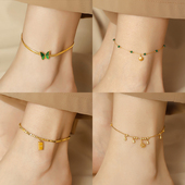 钛钢脚链女款 2024夏天新款 爆款 轻奢小众不掉色性感脚踝高级感足链