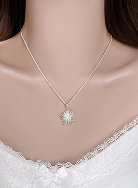 璀璨烟花~银色烟花吊坠项链女