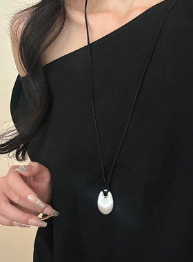 韩国博主同款拉丝椭圆项链女配饰