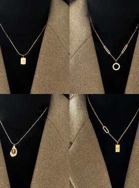 适合高领钛钢项链女轻奢气质短款毛衣链不掉色百搭锁骨链颈链秋冬
