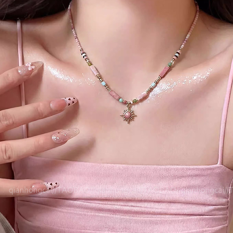 民族风八芒星太阳串珠项链女2026新款轻奢小众高级感锁骨链配饰
