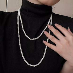 超长款珍珠毛衣链女轻奢小众百搭项链卫衣链2023年新款爆款秋冬潮