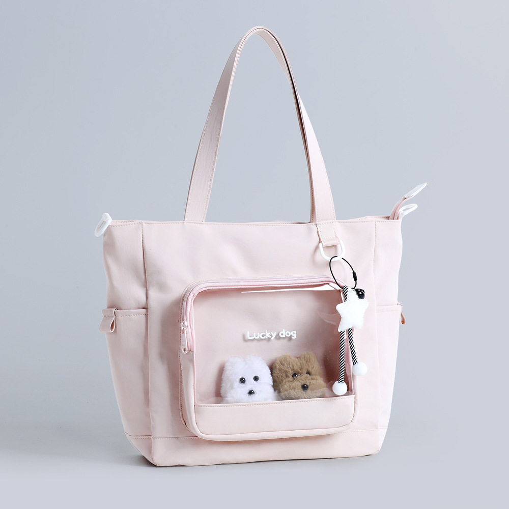 日系纯色百搭痛包二次元透明补课包学生手提单肩斜挎包托特包,箱包皮具/热销女包/男包,托特包,淘宝优惠券,粉丝福利购,淘宝优惠卷