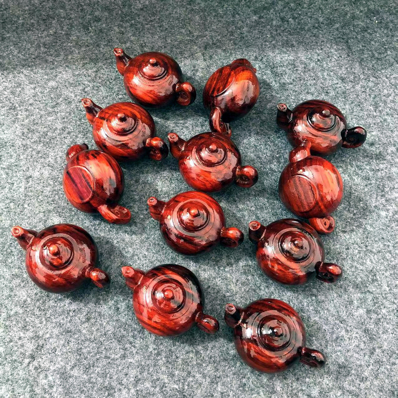 正品犀牛角紫檀木把把胡茶壶手把件钥匙扣打麻将把玩件檀木雕刻