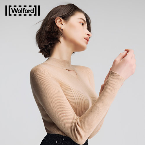【当季新款】Wolford/沃尔福特羊毛心形镂空长袖针织衫打底53512