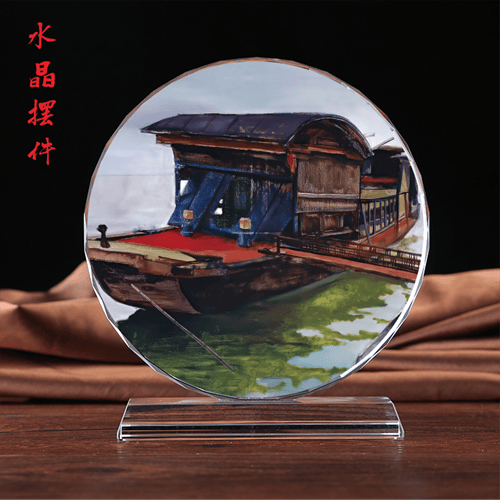 办公室摆件水晶红色精神图片