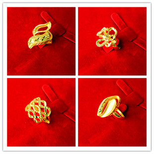 新越南沙金仿黄金女开口戒指硬币打造硬金厚金花朵结婚首饰不掉色