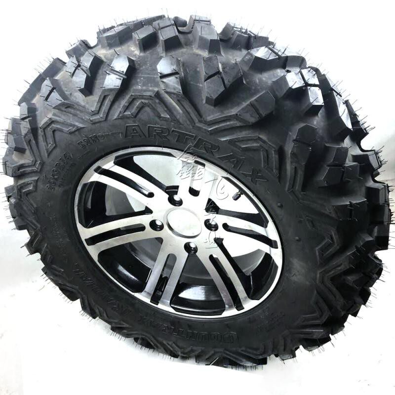 四轮沙滩车卡丁车配件改装26X11R14真空轮胎铝合金轮毂 14寸A字轮