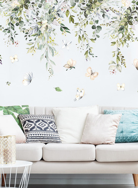 FX-C264 热带绿叶子蝴蝶挂饰卧室客厅玄关家居墙面装饰墙贴纸自粘