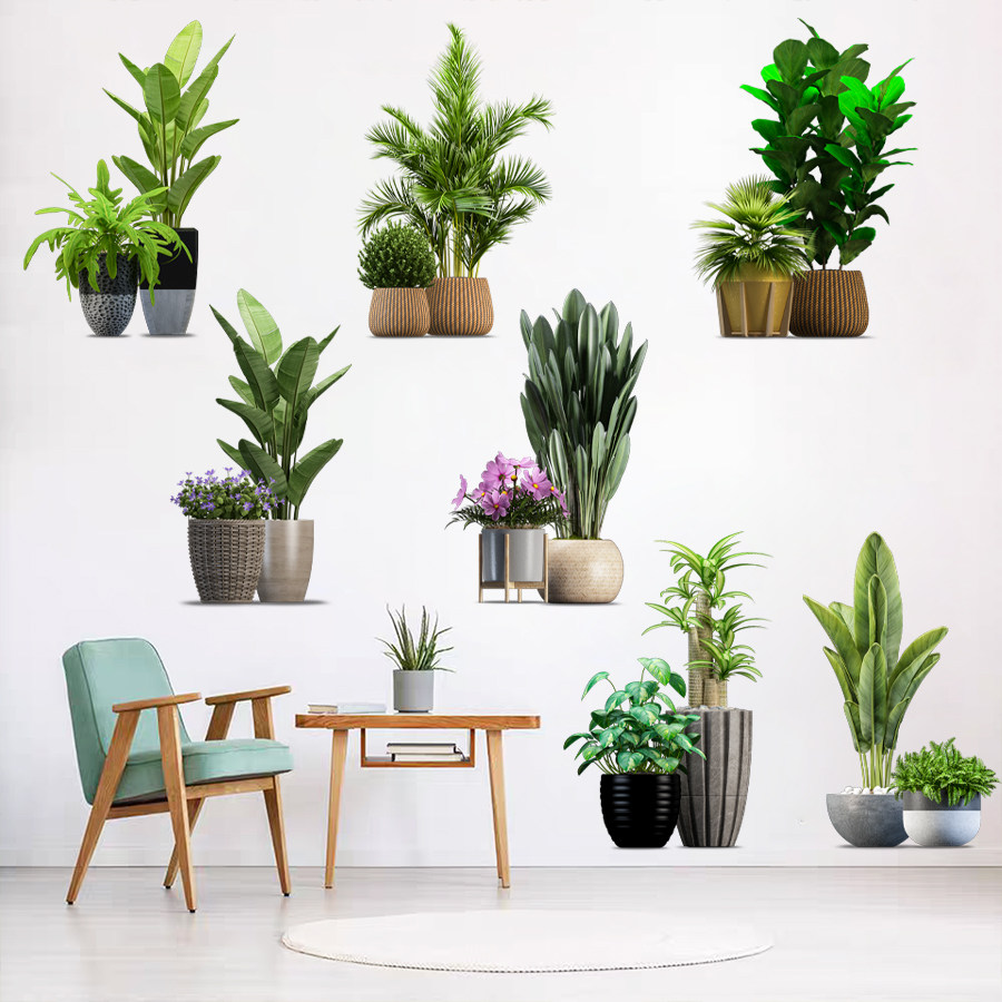 3d立体清新绿植盆栽墙贴客厅餐厅遮丑防水厕所贴画卫生间自粘墙贴,家居饰品,软装墙贴,淘宝优惠券,粉丝福利购,淘宝优惠卷