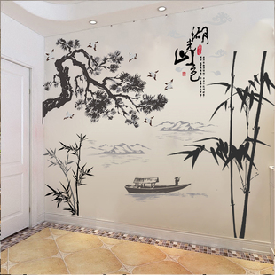 古诗词装饰墙贴个性创意中国风古筝小学教室布置古典文化墙画贴纸