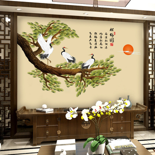 饰3d立体古水墨山水画墙贴 饰画沙发背景墙壁画墙面装 新中式 客厅装