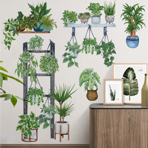 绿植墙贴厨房瓷砖补洞遮丑贴画