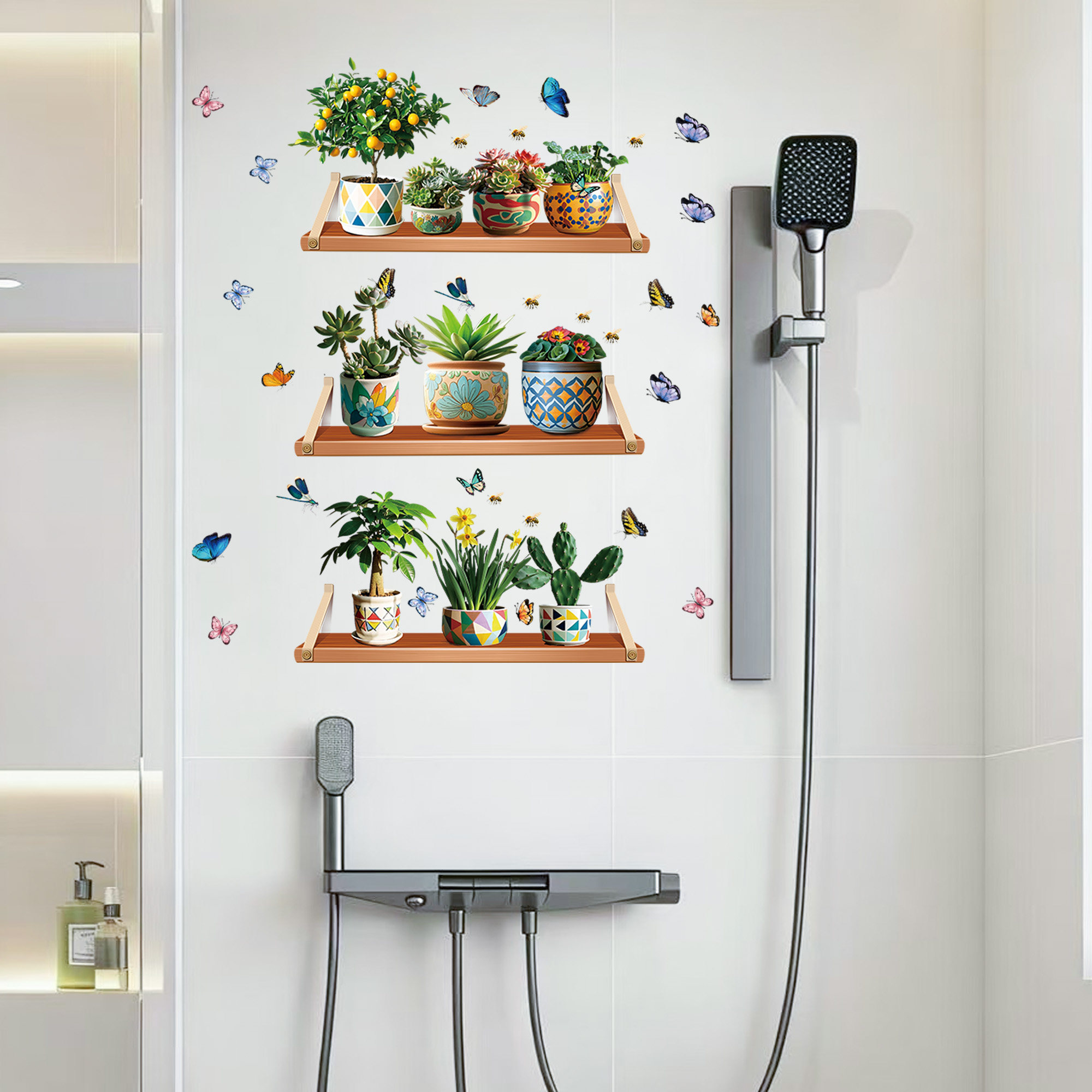 3D绿植盆栽贴画卫生间浴室瓷砖遮丑贴纸补洞图案装饰墙贴防水自粘,家居饰品,软装墙贴,淘宝优惠券,粉丝福利购,淘宝优惠卷