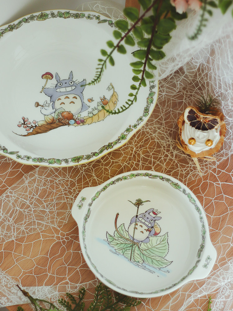 日本noritake则武宫崎骏龙猫骨瓷餐盘平盘深盘西餐盘点心盘礼盒装