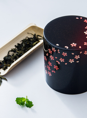 藤原家 日本进口HAKOYA和风茜樱茶叶罐樱花茶叶筒咖啡储存罐