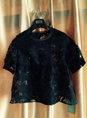 MISSLI密思丽透明烂花性感小上衣半身裙夏季女装服装黑色黄色