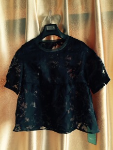 MISSLI密思丽透明烂花性感小上衣半身裙夏季女装服装黑色黄色