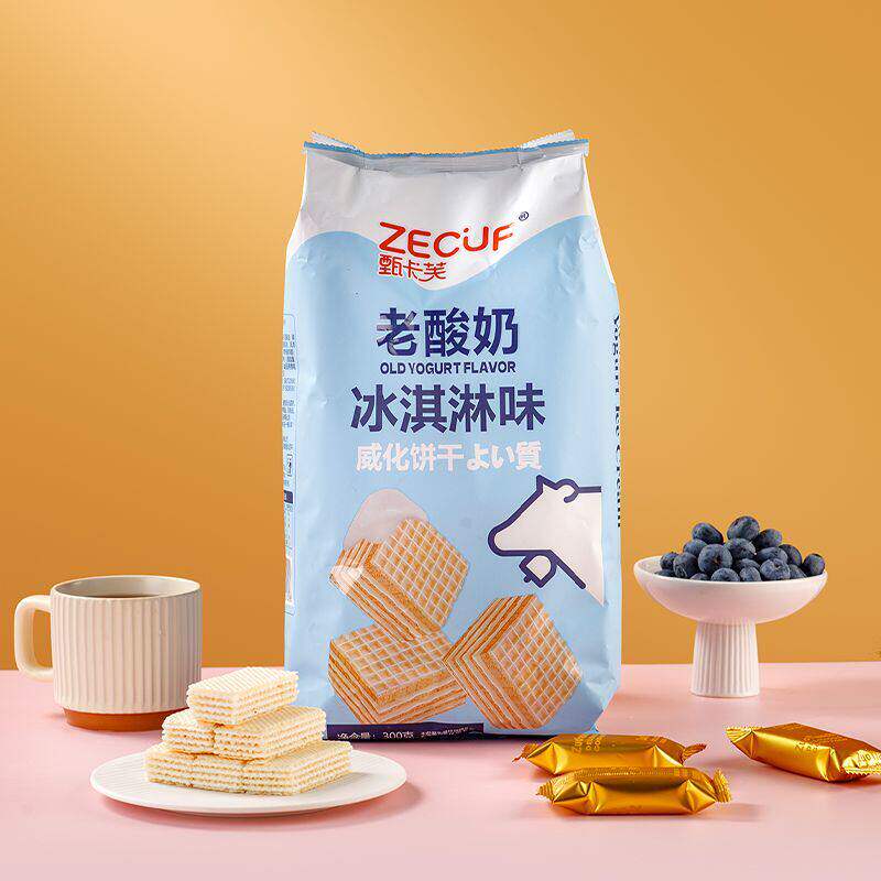 D甄卡芙混合爆浆威化饼干300g袋装网红零食