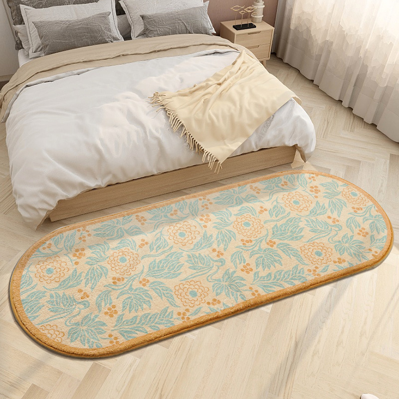 卧室地毯床边毯子房间客厅加厚毛绒长条床前地垫沙发茶几防滑脚垫