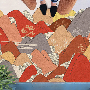 开门见山地垫网红入户门丝圈地毯可裁剪定制防滑耐脏进门门口脚垫