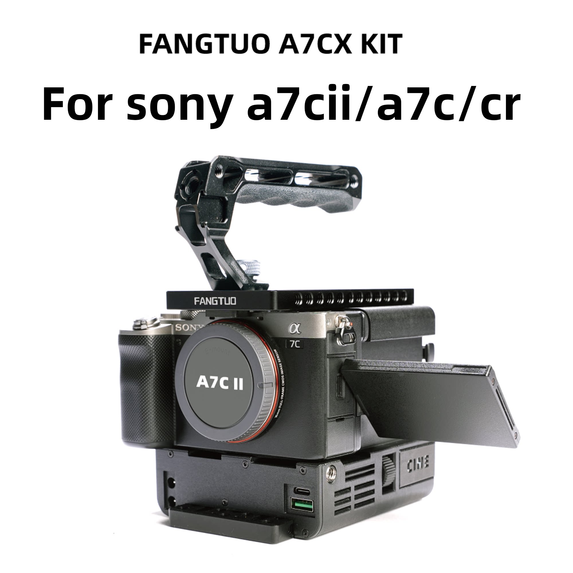 Fangtuo索尼a7c/c2cr相机兔笼 V口电池带散热拓展框 方拓a7cx套件