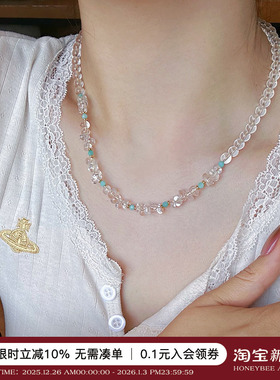 蜜蜂妈冰种白水晶天河石手链项链