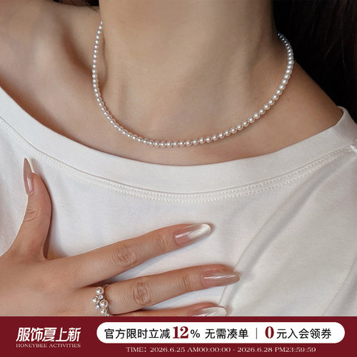 4mm近正圆强光小米珍珠项链叠戴