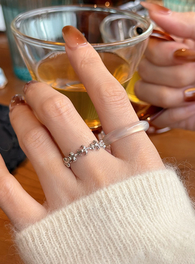 925银鸢尾花k罗心戒指高级感简约