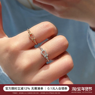 蜜蜂妈手作 925银扭纹马蹄扣戒指女复古小众轻奢时尚气质指环