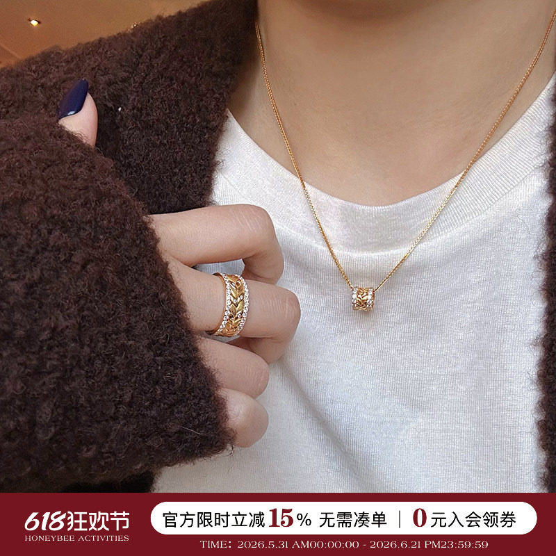 韦雪同款岁岁平安麦穗项链女