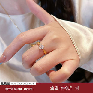 公主方纯银戒指女复古小众轻奢高级感手工拉丝指环 蜜蜂妈手作