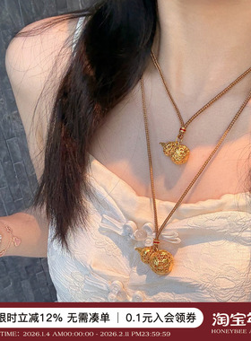 倪妮同款镂空花丝葫芦项链毛衣链