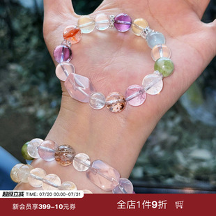 蜜蜂妈手作大颗水晶彩宝超七胶花海蓝宝手串女轻奢高级感手链礼物