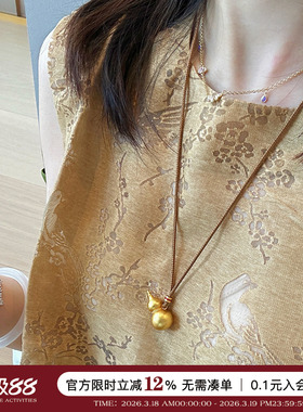 王嘉尔同款绳子款金色葫芦项链