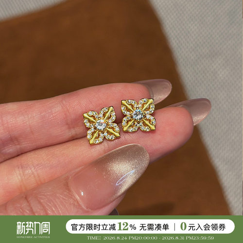 蜜蜂妈古法点钻十字金刚杵耳钉