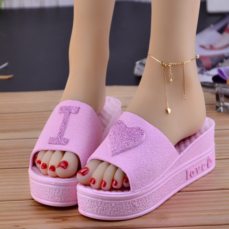 拖鞋女夏松糕厚底时尚百搭凉拖鞋室外穿韩版卡通高跟一字拖沙滩鞋在类目 女鞋, 拖鞋中 - 来自Buy2taobao.com提供专业的淘宝代购服务