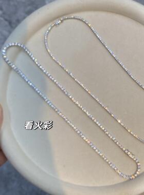 莫桑钻网球项链真D色级别莫桑钻s925银镀18k白金满钻项链轻奢高级