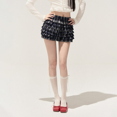 PUNCH藏蓝色复古格子花