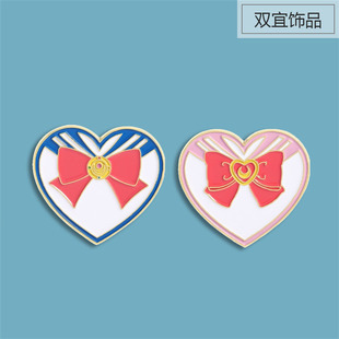 紅色愛(ài)心蝴蝶結(jié)胸針 日韓可愛(ài)少女心胸章胸花防走光扣金屬別針