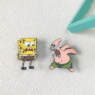 愤怒的派大星胸针 日韩动漫卡通金属材质徽章书包挂件别针勋章