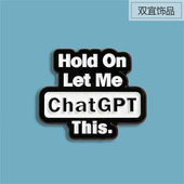 CHAT 黑白简约百搭金属徽章别针 GPT小众设计感创意英文字母胸针