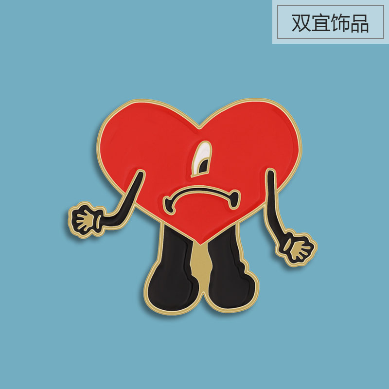 红色爱心卡通人物胸针 个性ins潮 创意可爱趣味别针书包装饰勋章