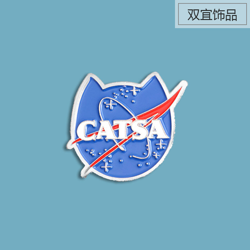 可爱日系蓝色圆形卡通书包徽章