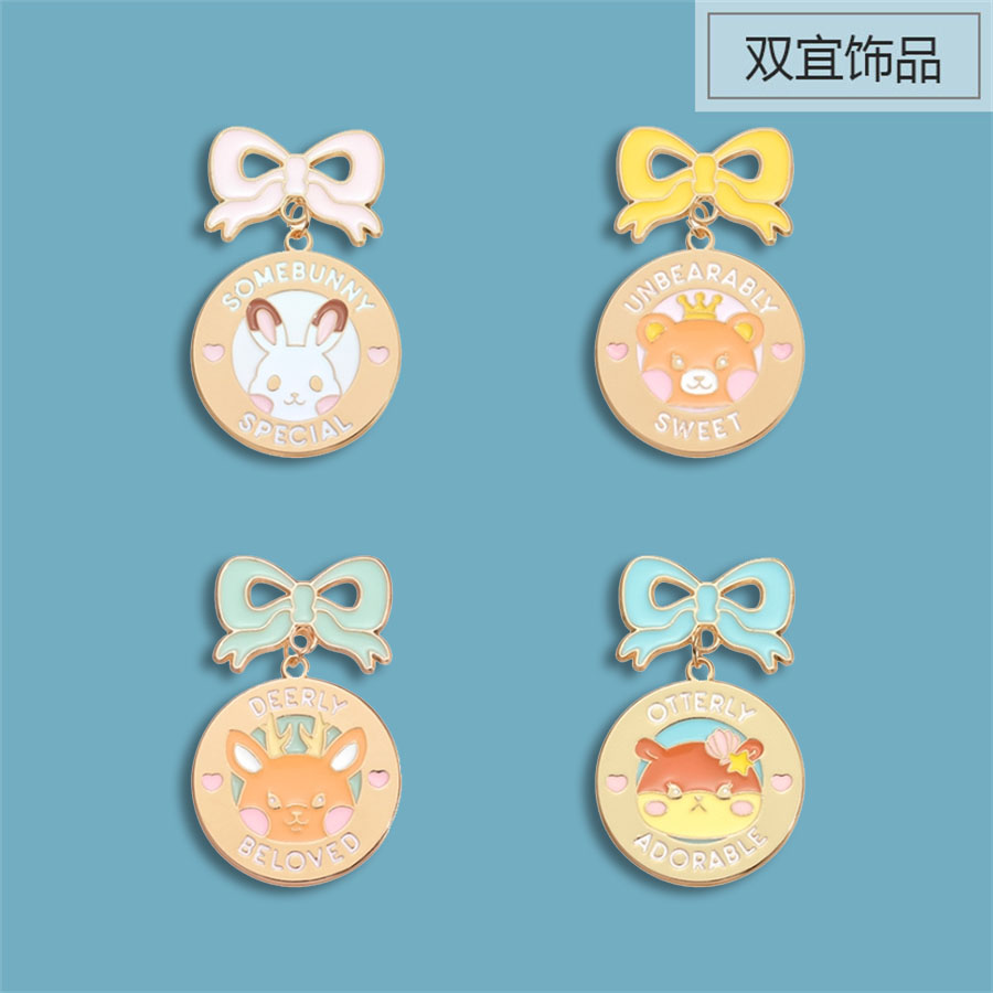 蝴蝶结金属吊牌胸针胸花