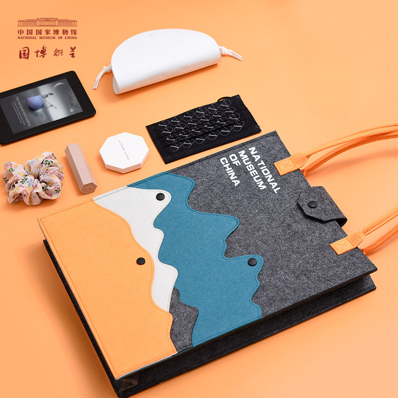 溪山晓月毛毡包时尚电脑包手拿女士斜挎手提包礼物