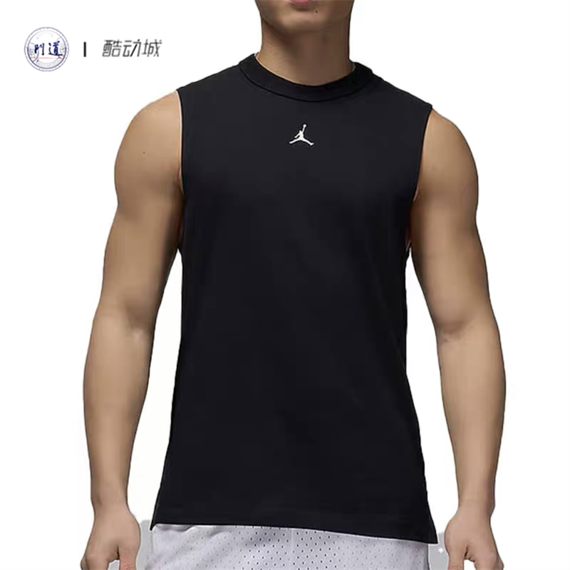 Jordan Dri Fit LOGO男子速干无袖背心运动开衩上衣 FN5857-010